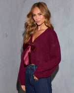 Lolie Satin Front Tie Cardigan