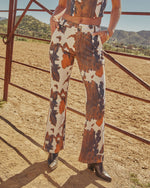 Prairie Rodeo Flare Leg Cow Print Pants