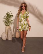 Marina Mood Tropical Print Belted Romper