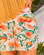 Sun Orchard Fruit Print Cotton Shorts