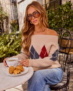 Orchard Drive Off the Shoulder Argyle Sweater