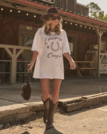 Champagne Cowgirl Cotton Graphic Short Sleeve Tee