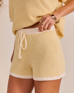Yellow Stripe % Cloud Nine Drawstring Contrast Trim Shorts-3