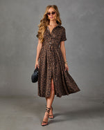 Wild Affair Belted Animal Print Midi Dress
