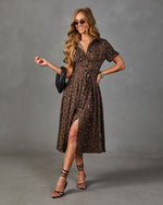 Wild Affair Belted Animal Print Midi Dress