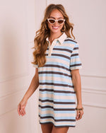 Polished Whisper Striped Mini Shirt Dress