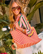 Mirasol Striped Woven Vegan Leather Tote Bag