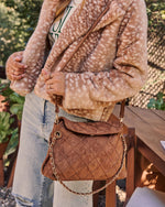 Celia Quilted Faux Suede Shoulder Bag