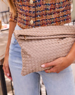Wilma Woven Faux Suede Foldover Clutch