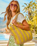 Sun Honey Striped Straw Tote Bag