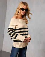 Fireside Favorite Striped Off The Shoulder Sweater