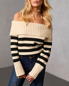 Fireside Favorite Striped Off The Shoulder Sweater