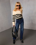 Fireside Favorite Striped Off The Shoulder Sweater