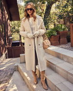 Corvelle Faux Suede Sherpa Trim Coat