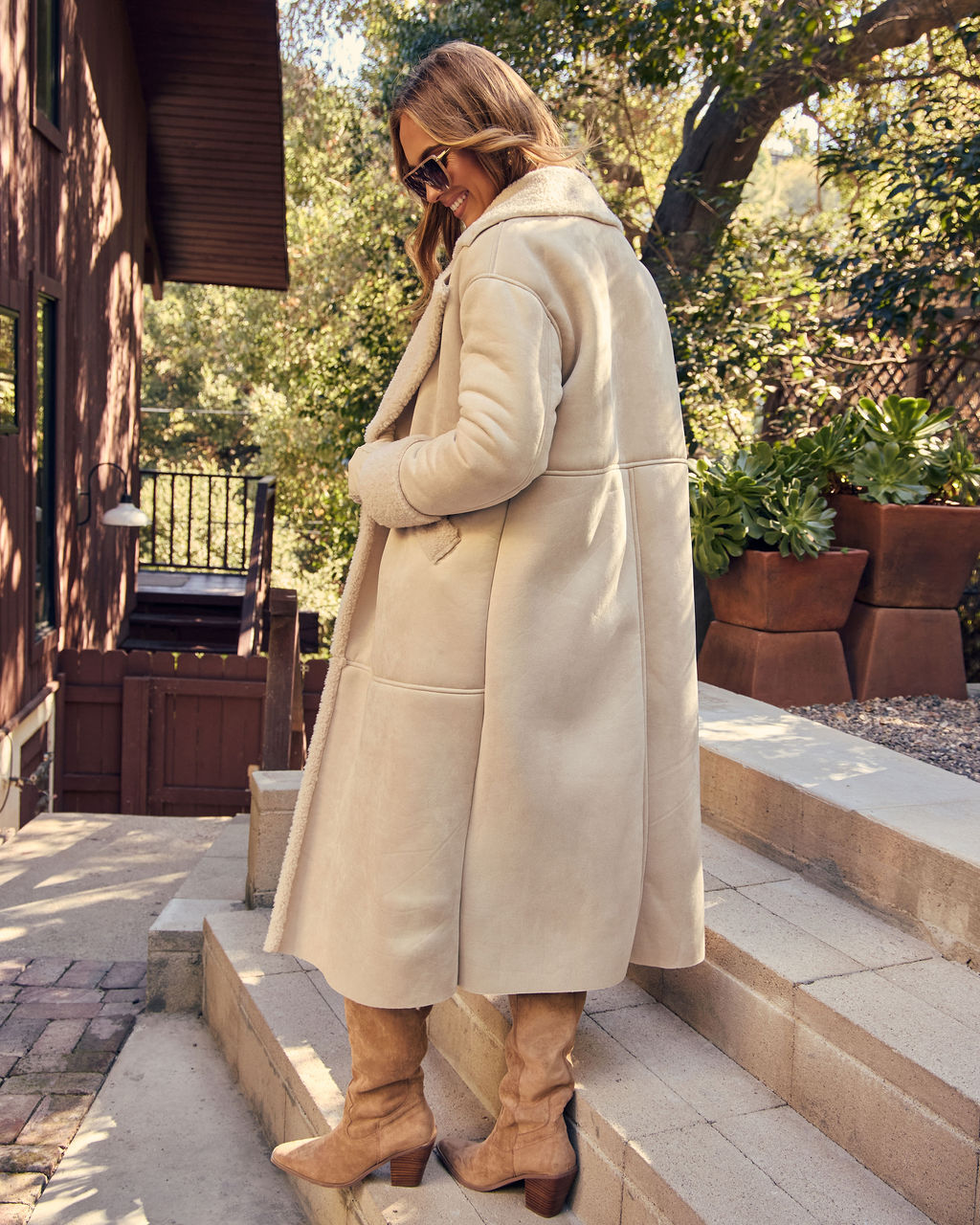 Corvelle Faux Suede Sherpa Trim Coat – VICI