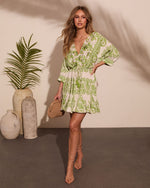 Coastal Aura Paisley Print Drawstring Mini Dress