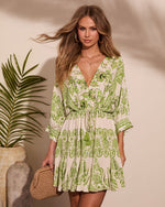 Coastal Aura Paisley Print Drawstring Mini Dress