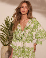 Coastal Aura Paisley Print Drawstring Mini Dress