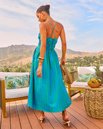 Harbor Line Striped Fit And Flare Maxi Dress