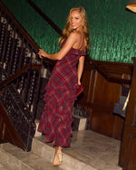 Deliane Ruffle Plaid Maxi Dress