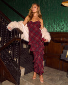 Deliane Ruffle Plaid Maxi Dress
