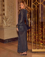 Darling Girl Mesh Polka Dot Mock Neck Maxi Dress