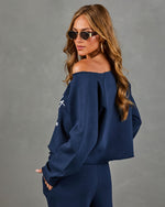 Montauk Social Club Graphic Off the Shoulder Sweatshirt