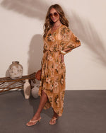 Shoreline Haze Printed Kaftan Cover Up Maxi Dress