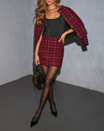 Cranberry Lane Tweed Plaid Mini Skirt