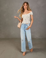 Wildflower Sonnet Pleated Ruffle Floral Crop Top