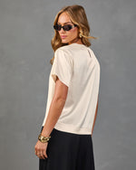 After Brunch Satin Short Sleeve Top