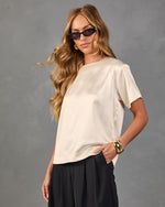 After Brunch Satin Short Sleeve Top