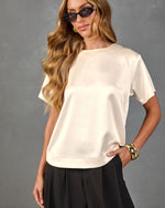 After Brunch Satin Short Sleeve Top