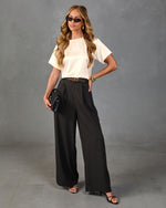 After Brunch Satin Short Sleeve Top