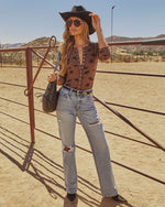 Sequoia Stretch High Rise Straight Leg Distressed Jeans