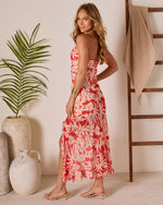 Lagoon Lights Abstract Cowl Midi Dress