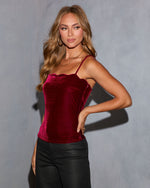 Elvie Scallop Trim Velvet Top