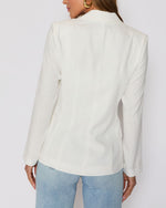 White % Sandy Linen Pocketed Blazer-4