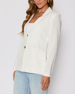 White % Sandy Linen Pocketed Blazer-3