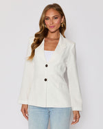 White % Sandy Linen Pocketed Blazer-2