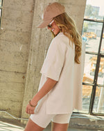 Cream % Modern Pulse Reversible Oversized Tee-4