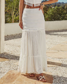 Crystal Hours Tiered Ruffle Lace Maxi Skirt