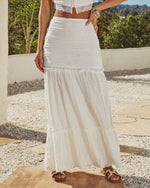 Crystal Hours Tiered Ruffle Lace Maxi Skirt