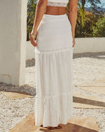 Crystal Hours Tiered Ruffle Lace Maxi Skirt