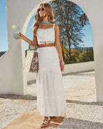 Crystal Hours Tiered Ruffle Lace Maxi Skirt
