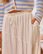 Sundrift Dreams Pleated Cotton Drawstring Maxi Skirt