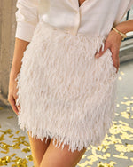 Sleigh Ride Shaggy Faux Feather Mini Skirt