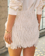 Sleigh Ride Shaggy Faux Feather Mini Skirt