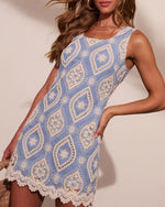 Cosmic Sundancer Abstract Shift Embroidered Mini Dress