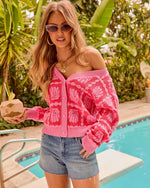 Salty Sunset Knit Seashell Print Sweater